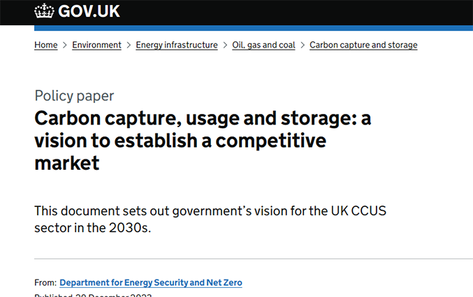 行业资讯 | 英国CCUS愿景计划：积极布局降碳技术输出